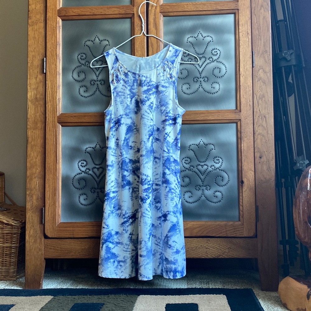 Blue and white tie-die dress